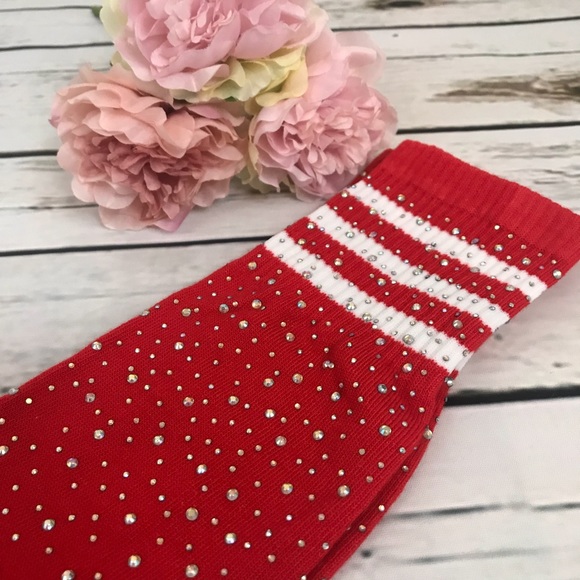 Sexy Bling Rhinestone Over The Knee Red Socks - Picture 8 of 12